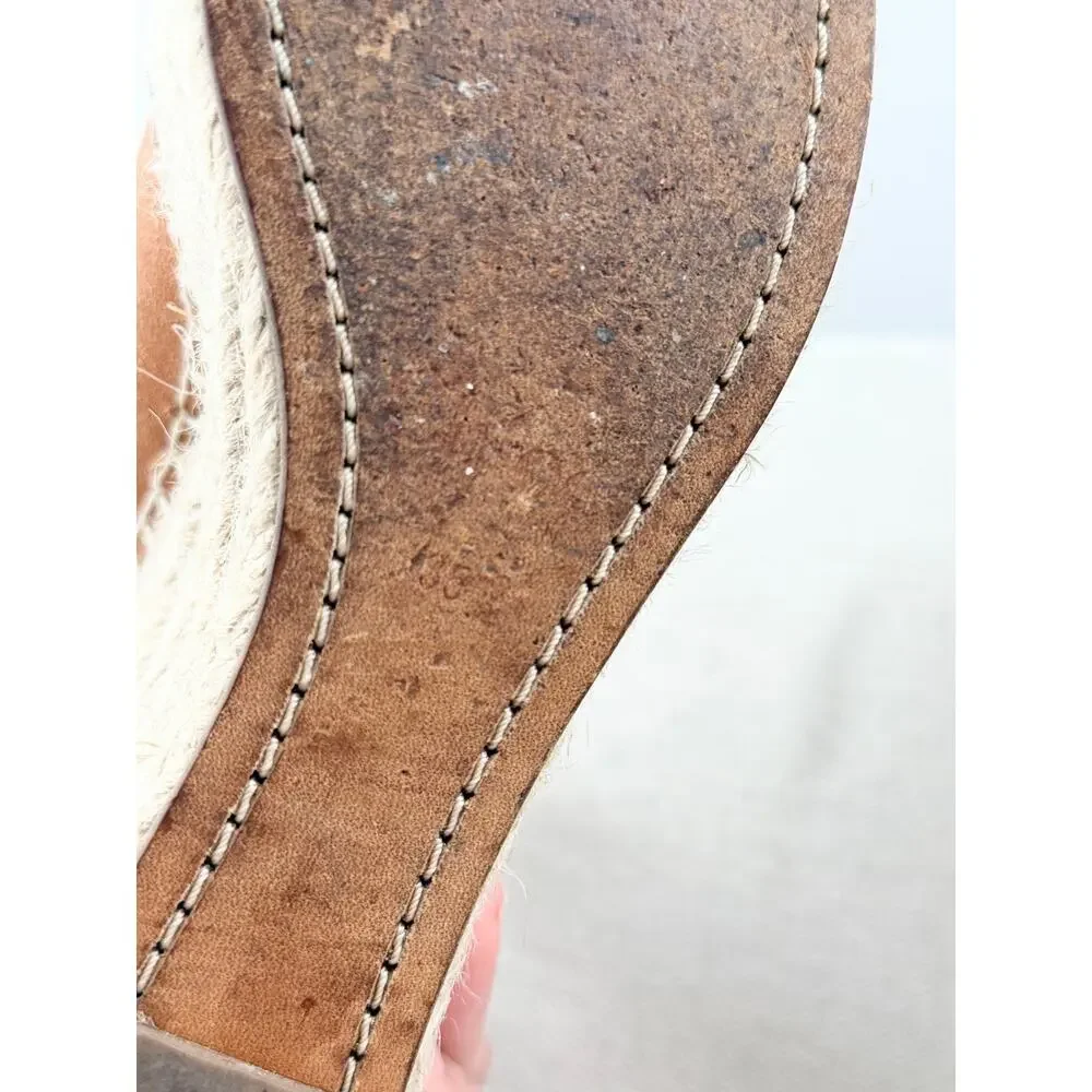 Chloe Suede and Leather Ankle Strap Espadrille Wedge Sandals Brown Women's EU 35
